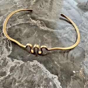 Gold Minimalist Open Cuff Bracelet with Central Accent